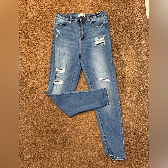 Wax Jeans Women's High Rise Distressed Skinny Jeans - Ankle Length, Heavy Fray, Stretch Denim - View #5
